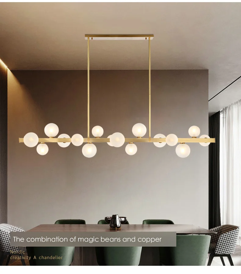 Largo Linear Kronleuchter minimalistischen Restaurant Blase Kronleuchter Luxus kreative Magic Bean Lampe Streifen Bar Couchtische Licht – Detail 6