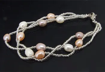

Multicolor Rice Pearl Necklace Bracelet Jewelry Set 100% Real Top Quality Freshwater Pearl Cultured Pearl Seed Beads Jewelry