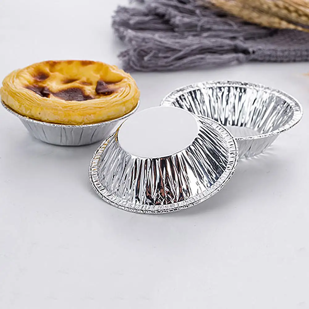 100PCS Disposable Aluminum Foil Baking Cups Nonstick Egg Tart Mold