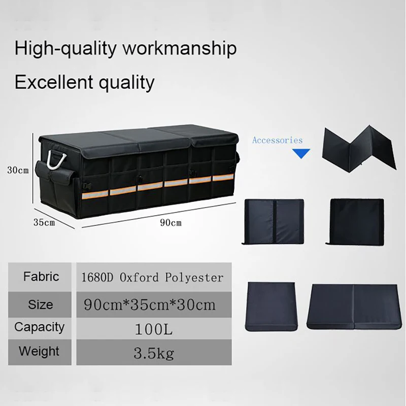 100L車のトランクオーガナイザー折りたたみカバ折りたたみ車のトランク収納ボックス車のトランクバッグと蓋セダンsuv AliExpress