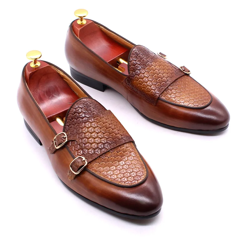 Big Size 13 Summer Autumn Mens Loafers Genuine Leather Handmade Monk Buckle Casual Business Mocassin Wedding Dress Shoes for Men