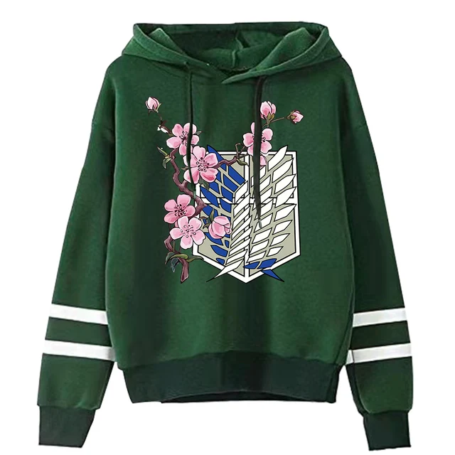 Anime Hoodie Attack on Titan Hoodied Long Sleeve Streetwear Harajuku Sweatshirt Men/Women Unisex Sport Hoody Oversized Tops TW. green