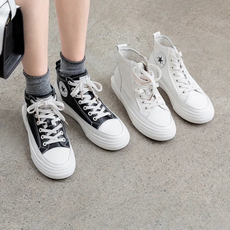 

2019 Autumn New Style Genuine Leather Flat Bandage Cloth Athletic Shoes Women's Tennis Red Casual Board Shoes Versatile White Sh