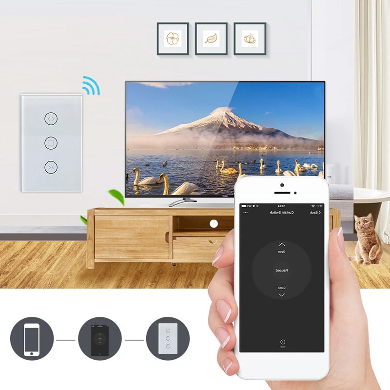ЕС/США Wi-Fi сенсорный Переключатель занавеса настенный переключатель от Alexa/Google Phone управление для электрического занавеса умный дом мотор