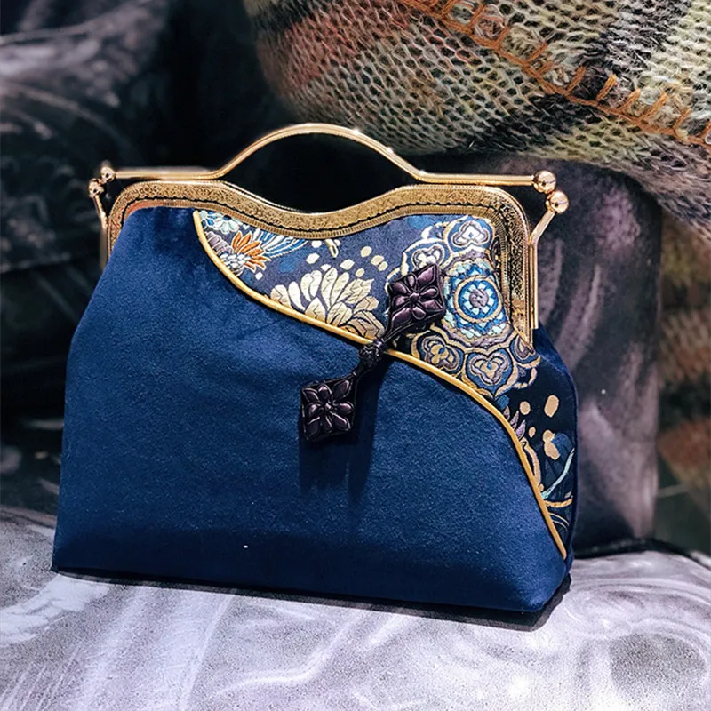 

Antique patchwork cheongsam bag west array woven handbag mouth gold bag hand fabric DIY material bag