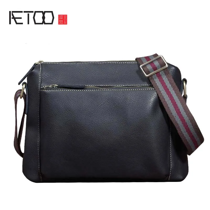 

BJYL Original art leather first layer leather shoulder bag cross section iPad soft leather casual portable wild trend men's bag