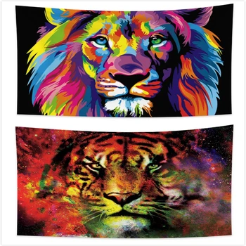 

Wall Hanging Tapestry Abstract Cartoon Lion Tiger Printing Tapestry Hanging Cloth Wall Carpet Beach Towel Bedroom Tapestries