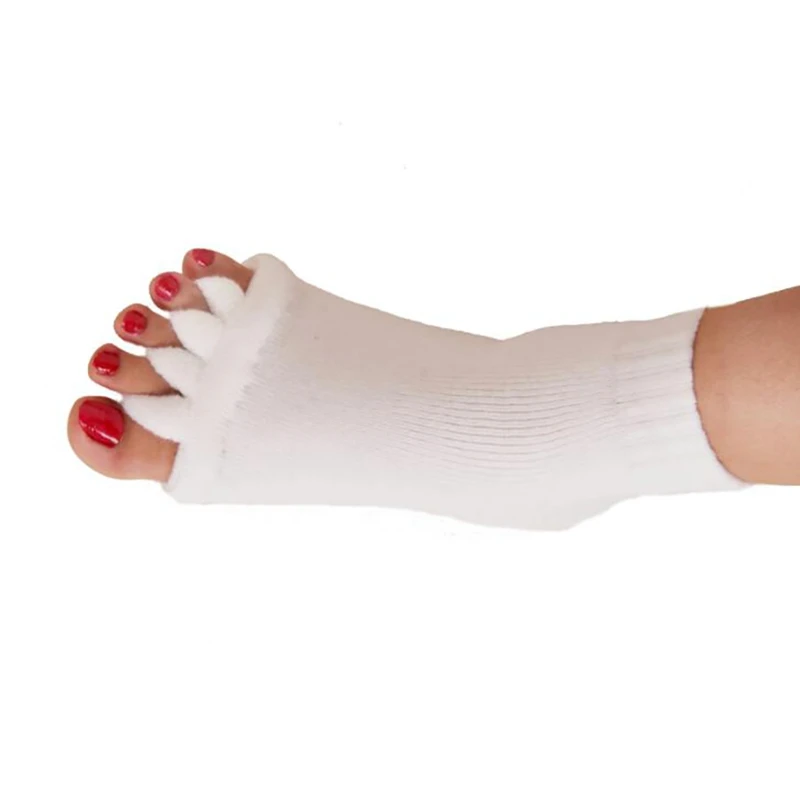 1 пара носки с пятью раздельными пальцами ортопедические разделители для ног корректор Bunion ortopiic Hallux вальгусная коррекция осанки эктропион - Цвет: Белый
