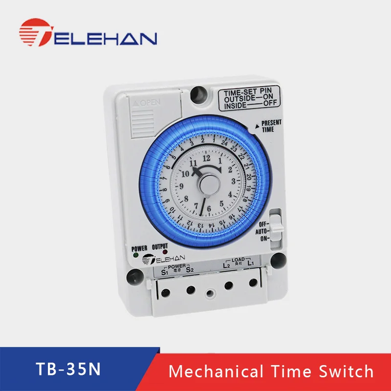 

TELEHAN 24 hours Timer, 24h time switch, TB35-N mechanical time switch,Mechanical timer switch,24 hours mechanincal switch
