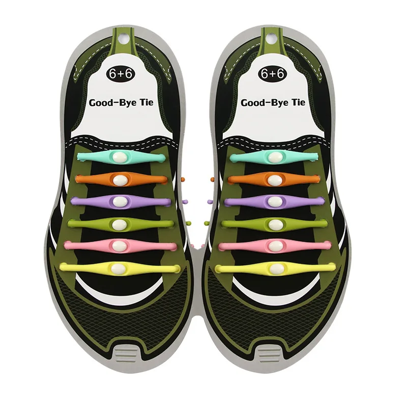 12 Pcs/ 1 Set Silicone Shoelaces Elastic Shoe Laces Without Ties Sports