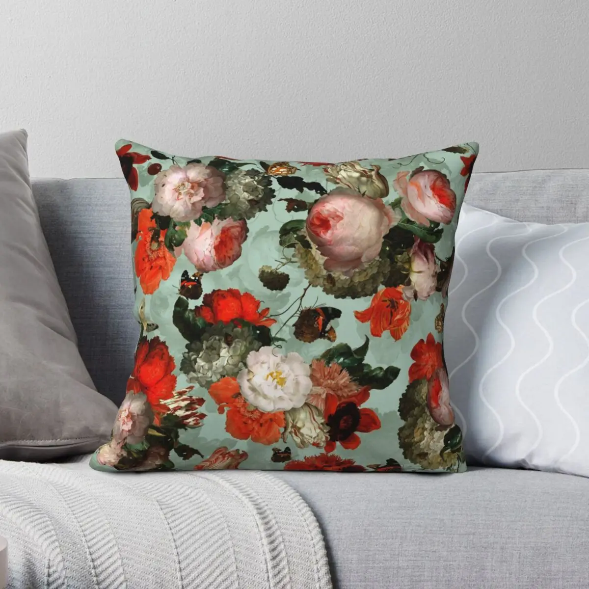 

Vintage Flowers Botanical Garden Pillowcase Polyester Linen Velvet Creative Zip Decor Throw Pillow Case Sofa Cushion Cover