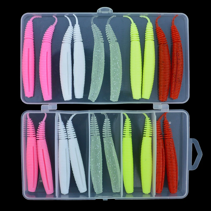 

Multi Jointed Tail Soft Fishing Lures 20pcs/set 9cm 6.4g Luminous Snakehead Soft Bait PVC Worm Artificial Swimbait with Groove
