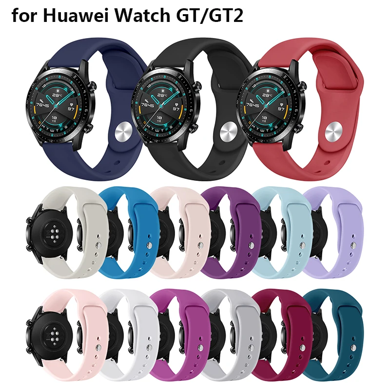 

Watchband for Huawei Watch GT/GT2 Watch Reverse Buckle Tape Solid Color Silicone Watch Strap for Huawei Watch GT2 Bracelet Wrist