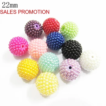 

Sales promotion! 22MM 100pcs/lot Mixed Color Pearl Rhinestone beads