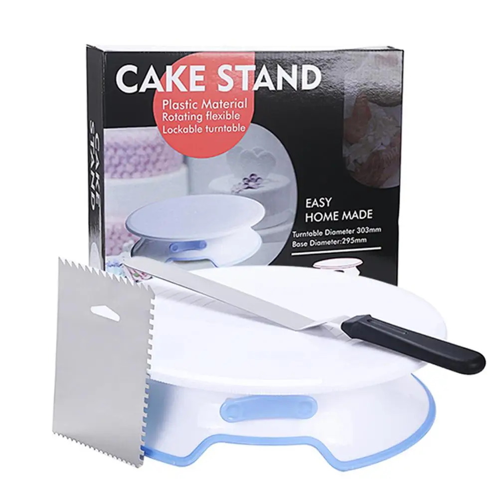  Cake Making Turntable Scraper Spatula Rotating Cake Turntable With Spatula And Icing Smoother Bakin