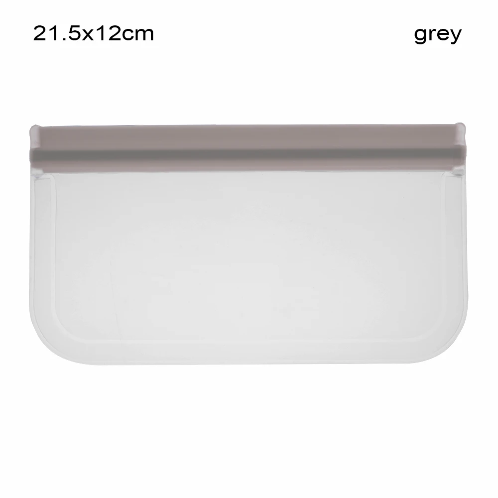 Кухня домашняя сумка для хранения продуктов полупрозрачный многоразовый силиконовый Ziplock мешок контейнеры для фруктов Вакуумный Герметичный органайзер для холодильника - Цвет: grey2