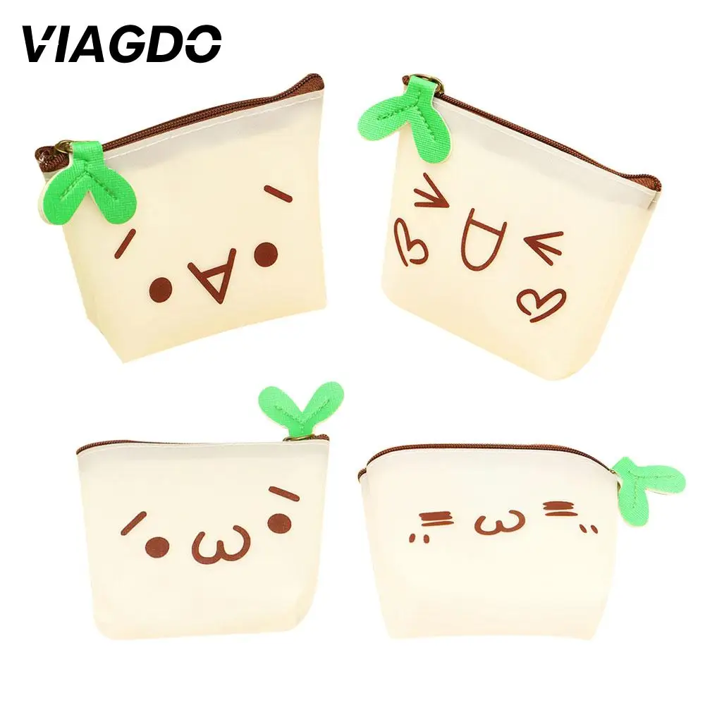 

Beige Women PU Wallet Purse Fashion Pattern Coin Student Emoticon Lovely