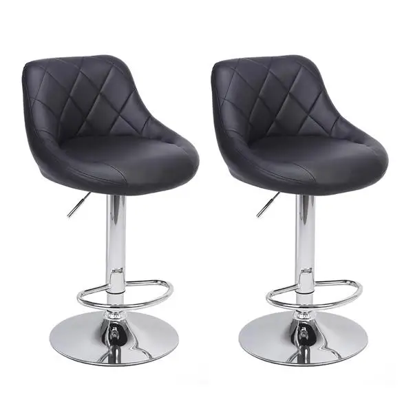 

2pcs Adjustable High Type with Disk No Armrest Rhombus Backrest Design Bar Stools Black Office Restaurant Home Kitchen Furniture