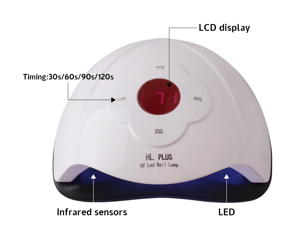NOQ HL Plus УФ светодиодный светильник для ногтей Max90W Сушилка для ногтей ледяная лампа 45 шариков для маникюрного аппарата сушка гель-лака 4 цвета
