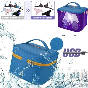 

UV Sanitizer Bag Portable LED luminum foil liner Disinfector Respira Travel zipper Storage Beauty Tools clothes germicidal