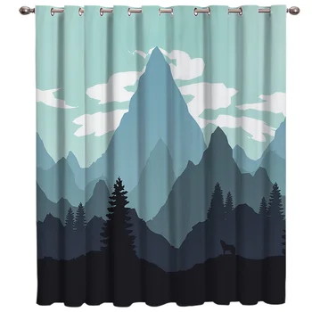 

Abstract Landscape Painting Landscape Window Curtains Living Room Curtain Rod Kitchen Drapes Fabric Indoor Home Decoration