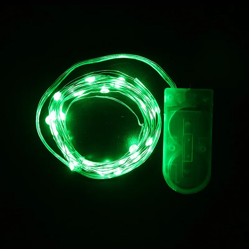 Светодиодный светильник-гирлянда с серебряной проволокой, теплая белая Гирлянда, украшение для дома, Рождества, свадьбы, вечеринки, питание от батареи CR2032 - Испускаемый цвет: Зеленый