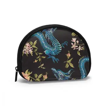 

Women Makeup Bag Embroidery Floral Dragons And Gold Roses Cosmetic Organizer bag Pouch For Travel Ladies Pouch