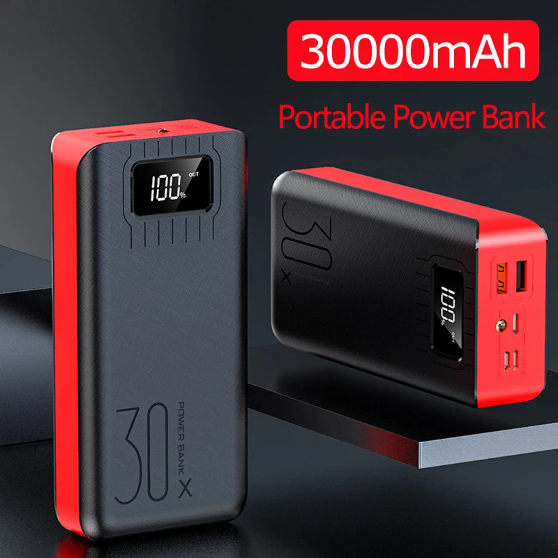 

Power Bank 30000mah Display External Portable Charger Fast Charging PoverBank Double USB for Xiaomi Iphone Samsung Huawei