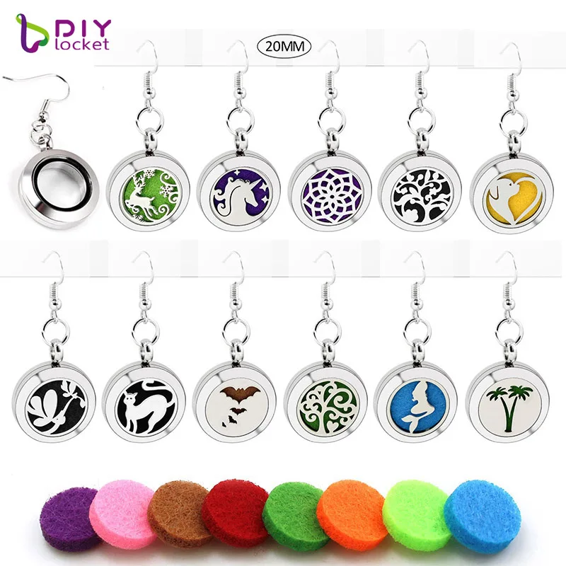 

1 Pair 20mm Stainless Steel Mix Style Aromathery Diffuser Locket Wholesale Earring, Accept customization CA109-305-E01