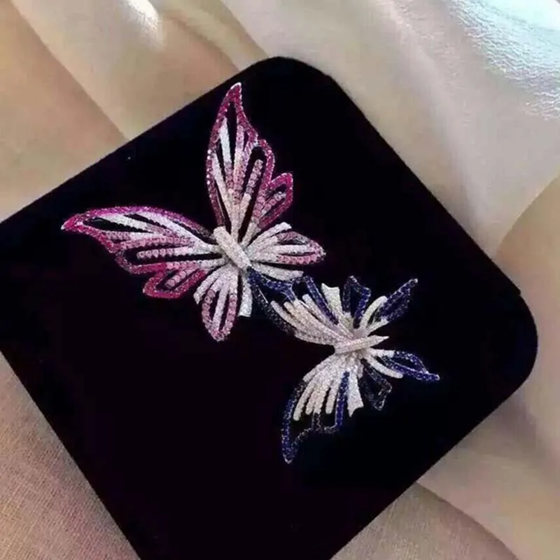 40X68MM high-end zircon butterfly brooch, gradual color pin, silk scarf buckle corsage accessories