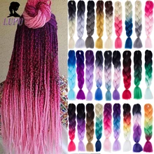 LUPU высокотемпературные волокна синтетические огромные косы Омбре косички волосы для наращивания розовый фиолетовый черный крючком косички волосы