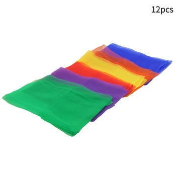 

12pcs/set Silk Entertainment Props Sports Stage Performance Kids Children Square Scarf Outdoor Game Dance Gift Decorative Toy
