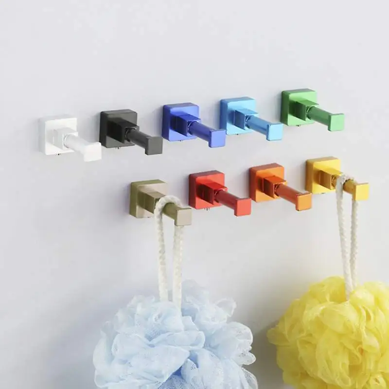 

Space Aluminum Multi-color Towel Wall Hook Bathroom Kitchen Door Clothes Key Hat Rack