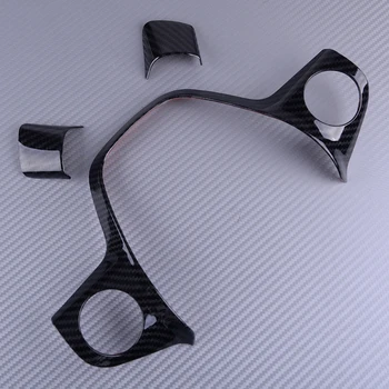

DWCX 3pcs Plastic Carbon Fiber Black Car Steering Wheel Button Moulding Cover fit for Ford Focus Escape Kuga C-MAX 2013 2014