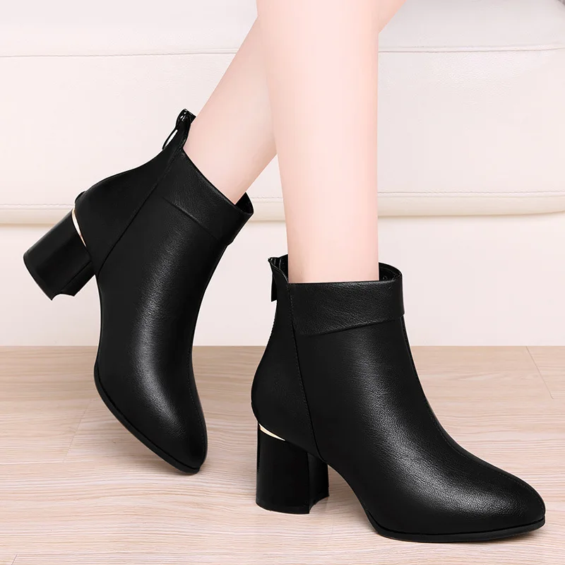 

Yang Mi Celebrity Style Martin Boots Women's British-Style High Heel Boots WOMEN'S Shoes 2019 Autumn And Winter New Style Handso