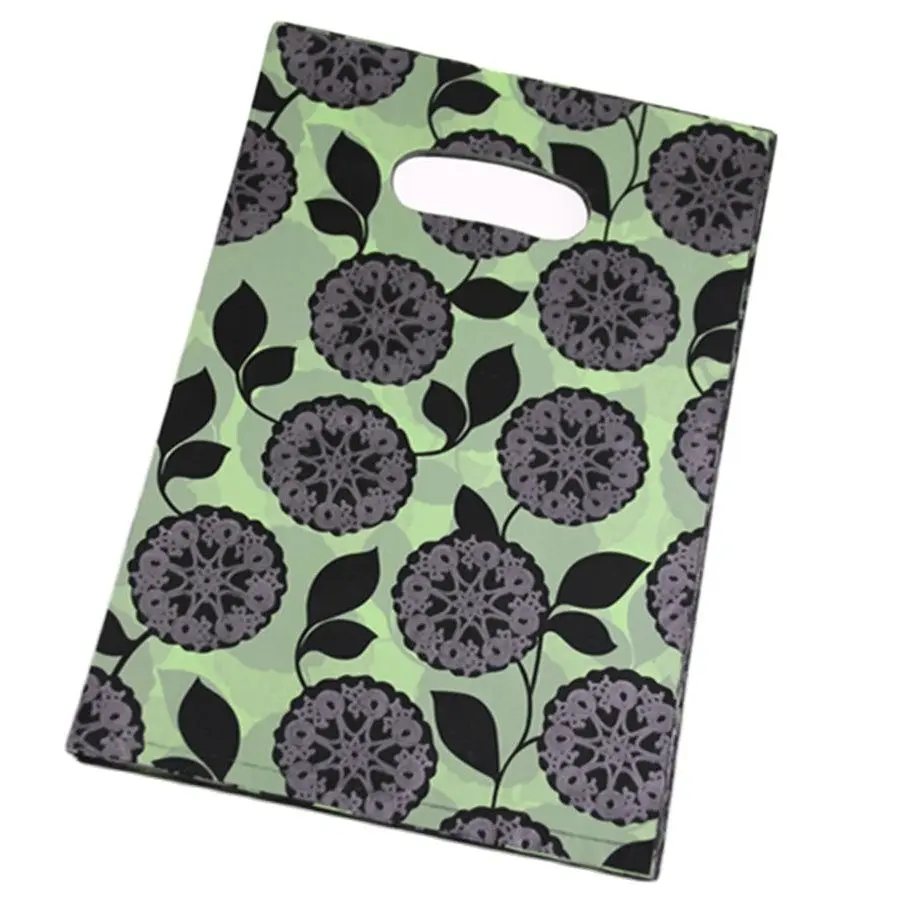 Medium Plastic Green Gift Package Bags with Flower Clothing Favor Party Packaging | Дом и сад