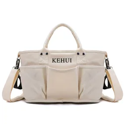 Bolsa de lona de gran capacidad para mamá, bolso multifuncional para colgar en el carrito, para salir, para pañales de bebé, almacenamiento de leche en polvo