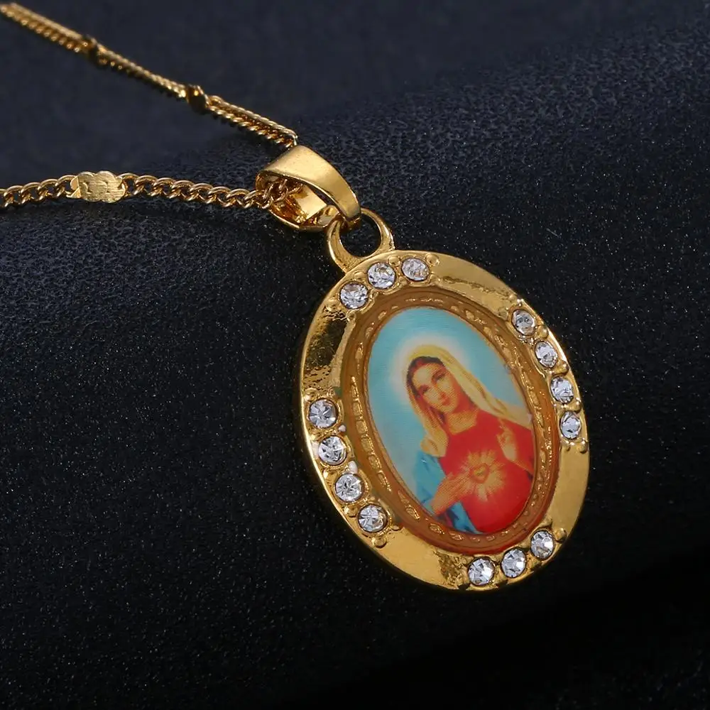 Золотой цвет девственницы Mary кулон ожерелье для женщин девушек Godness модные цепи