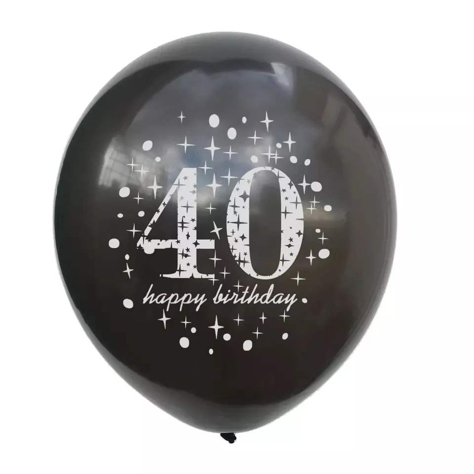 5 шт./лот праздничных воздушных шаров "пишу вам номер 16 18 30 40 50 60 70, 80, 90 лет, костюмы для дня рождения вечерние цифровой клипсы для воздушных шаров из латекса Globos - Цвет: Черный