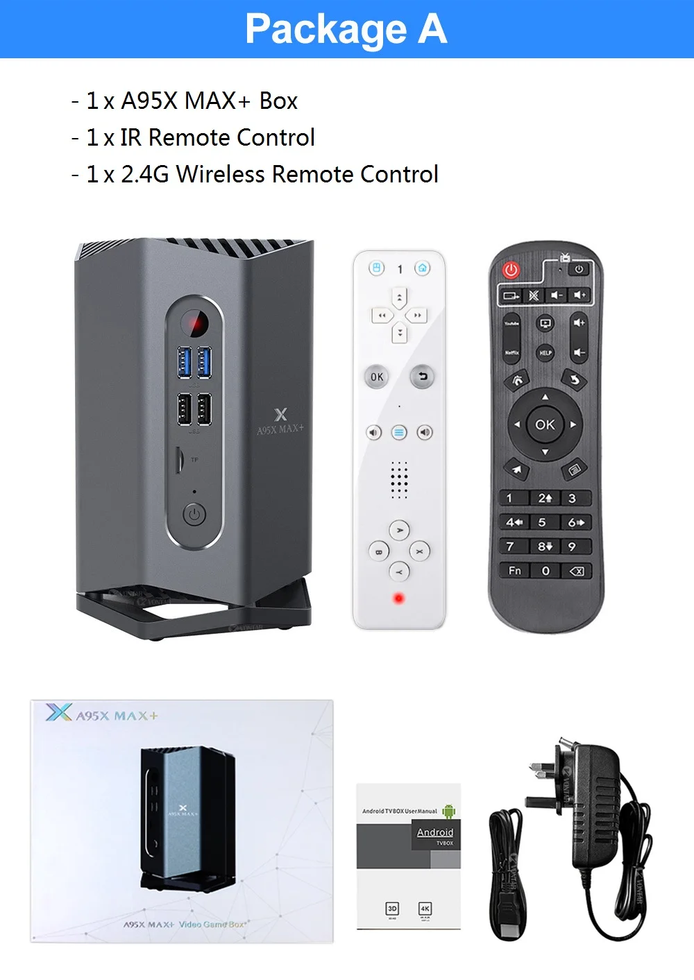 Игровой ТВ приставка Android 9,0 A95X MAX Plus Amlogic S922X Поддержка USB3.0 1080P H.265 4K 75fps Google плеер магазин Plex медиа сервер