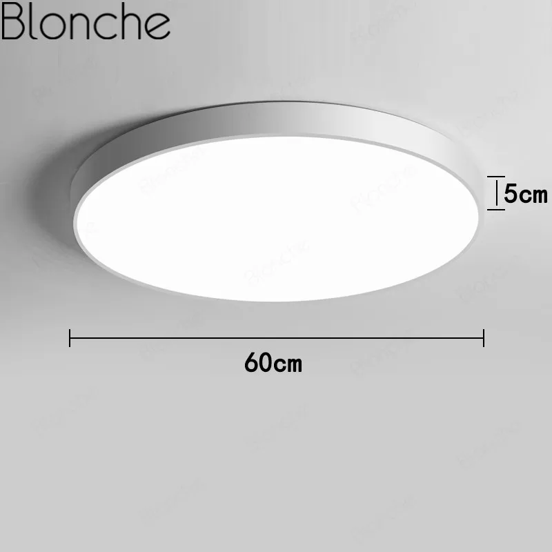 White60cm Современные светодиодные потолочные светильники, круглый потолочный светильник для гостиной, спальни, ванной комнаты, кухни, светодиодный светильник, подвесной светильник - Цвет корпуса: White60cm