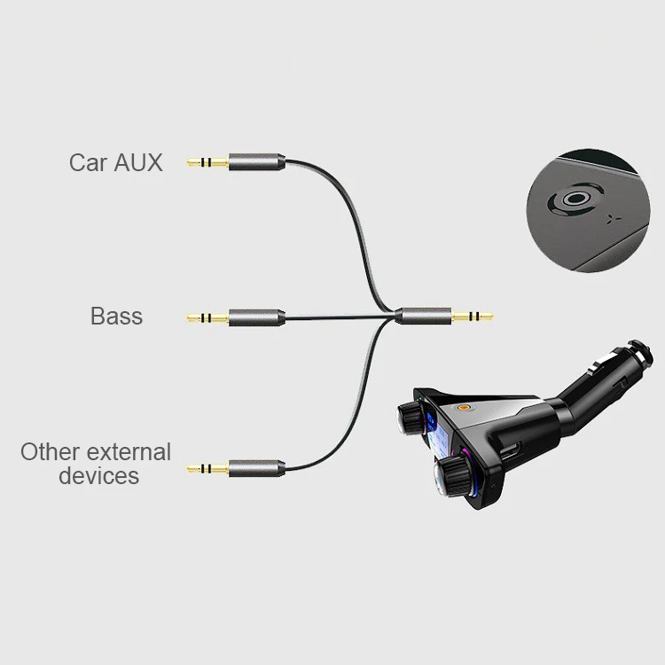 Fm-передатчик Aux модулятор Bluetooth громкой связи автомобильный комплект автомобильный аудио mp3-плеер с Умной зарядкой двойной зарядное устройство USB bt 06