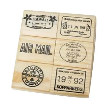 

6 Pcs Travel Commemorative Postmark Stamp Six Combinations Journey Stamp Scrapbook Stamp For Wedding Travel Mark D