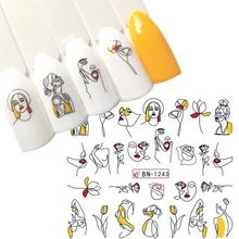 1 лист буквенный дизайн абстрактное изображение Водная передача обертывания сексуальная девушка ногтей слайдер для украшения для ногтей маникюр