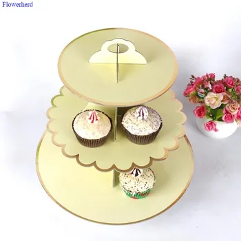 

Innovative Birthday Wedding Decorating Tools Three-layer Paper Gold and Silver Cake Stand Party Decoration Dessert Biscuit Rack