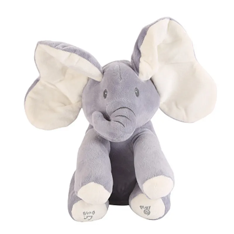 

Hide and Seek Elephant and Rabbit Electric Stuffed&Plush Preschool Toys With English Songs Ear Talk for Toddlers Gift(No Box)