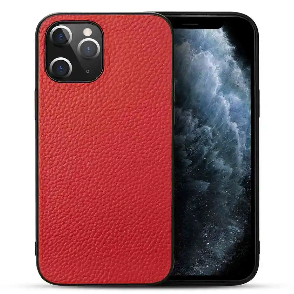 Genuine Leather Lychee Grain Phone Case For iPhone 12 Pro Max 