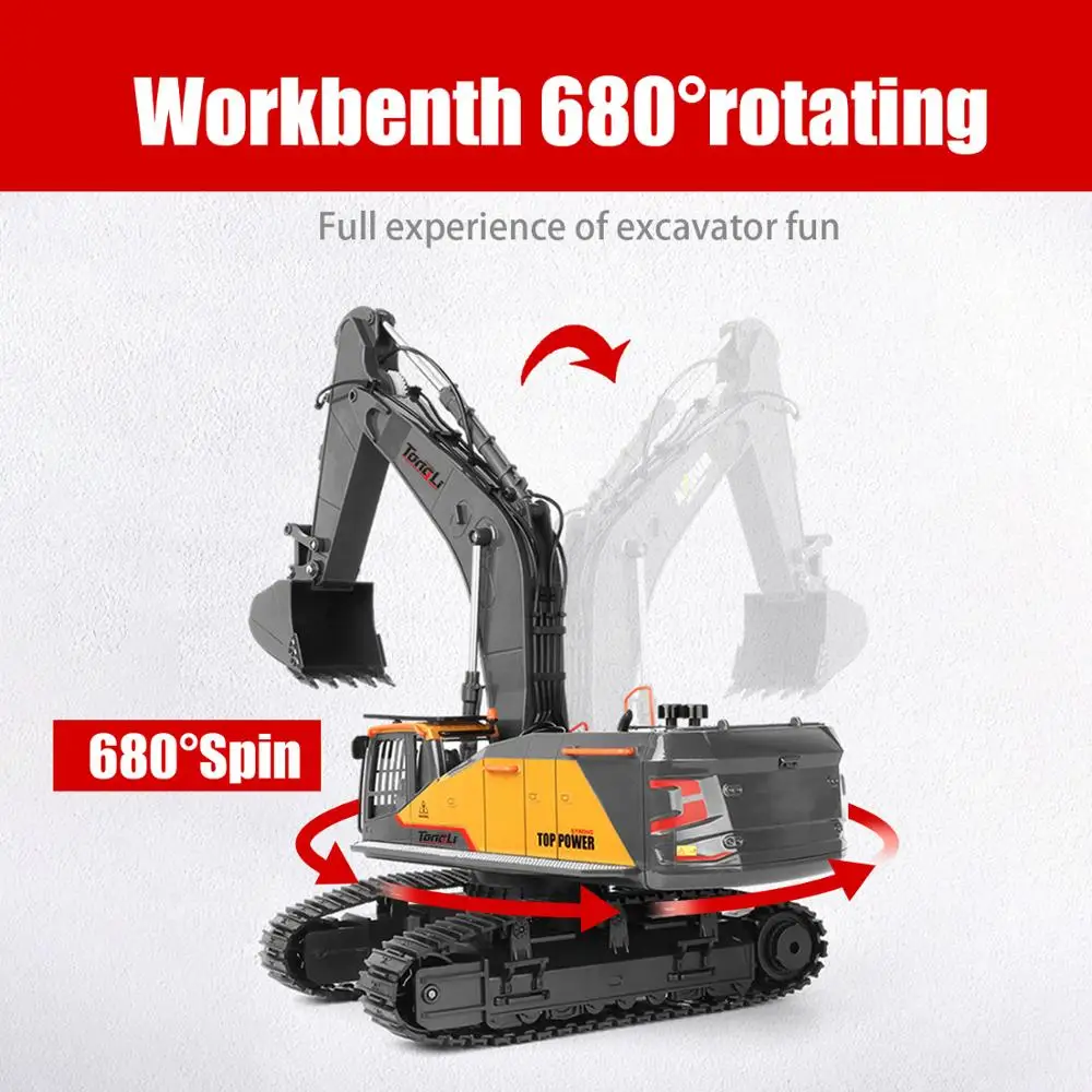 Mexico Stocks Huina 1592/1593/1594 Metal  1/14 Scale RC Excavator Remote Control Digger Construction Vehicle Model 3