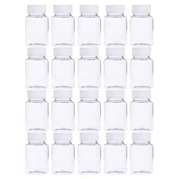 

20pcs Pill Container Bottle with White Cap PET Plastic Prime Storage Holder Pill Dispenser for Pill Tablet