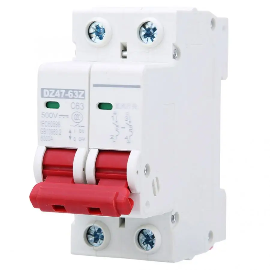 

6pcs 2P MCB Miniature Circuit Breaker DZ47-63 AC400V Household Air Switch Circuit Protection